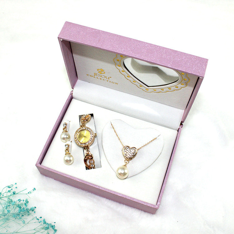 Ensemble Princesse de 3 pièces: Montre, Collier et Boucles d'oreilles