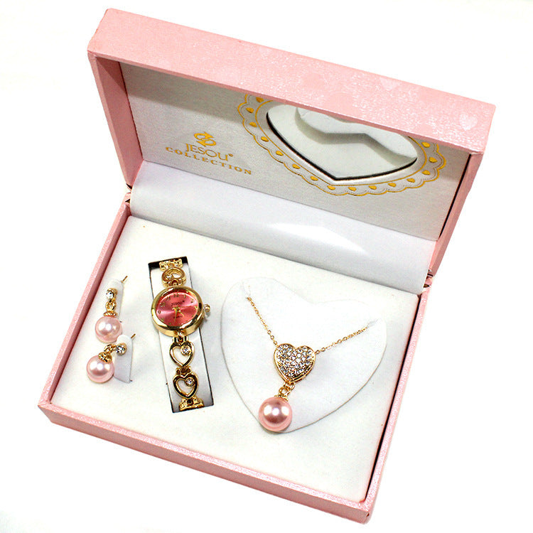 Ensemble Princesse de 3 pièces: Montre, Collier et Boucles d'oreilles