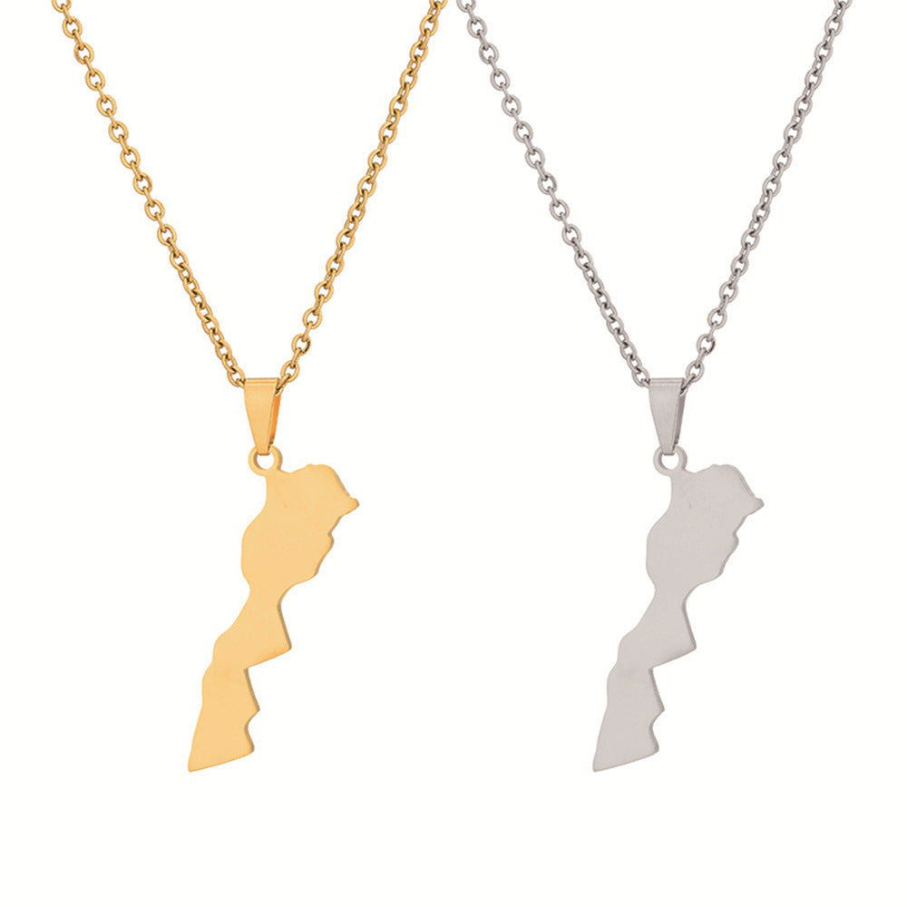 Collier avec pendentif Carte du Maroc