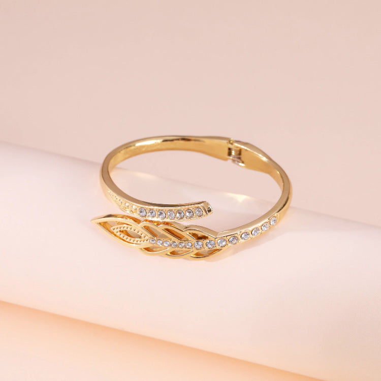 Bracelet en alliage, diamant feuille, personnalité créative, luxe léger