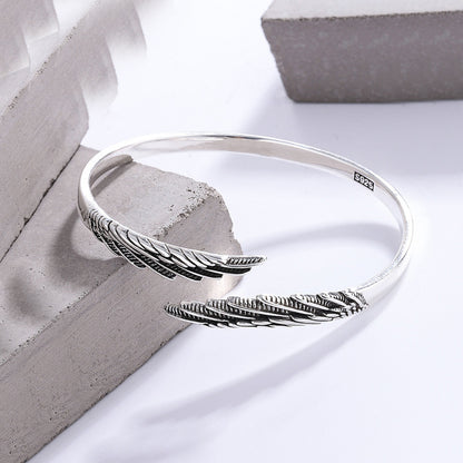 Bracelet plume plaqué argent