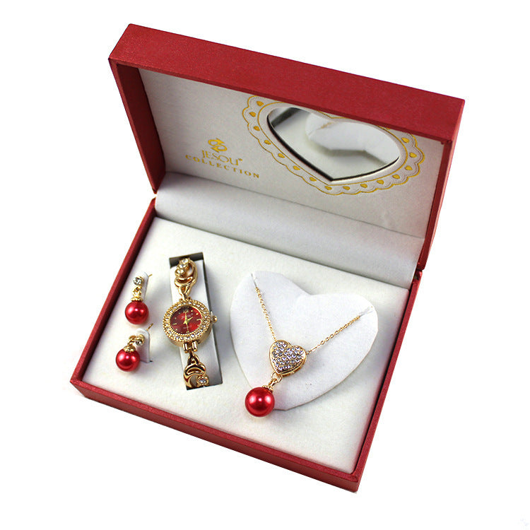 Ensemble Princesse de 3 pièces: Montre, Collier et Boucles d'oreilles