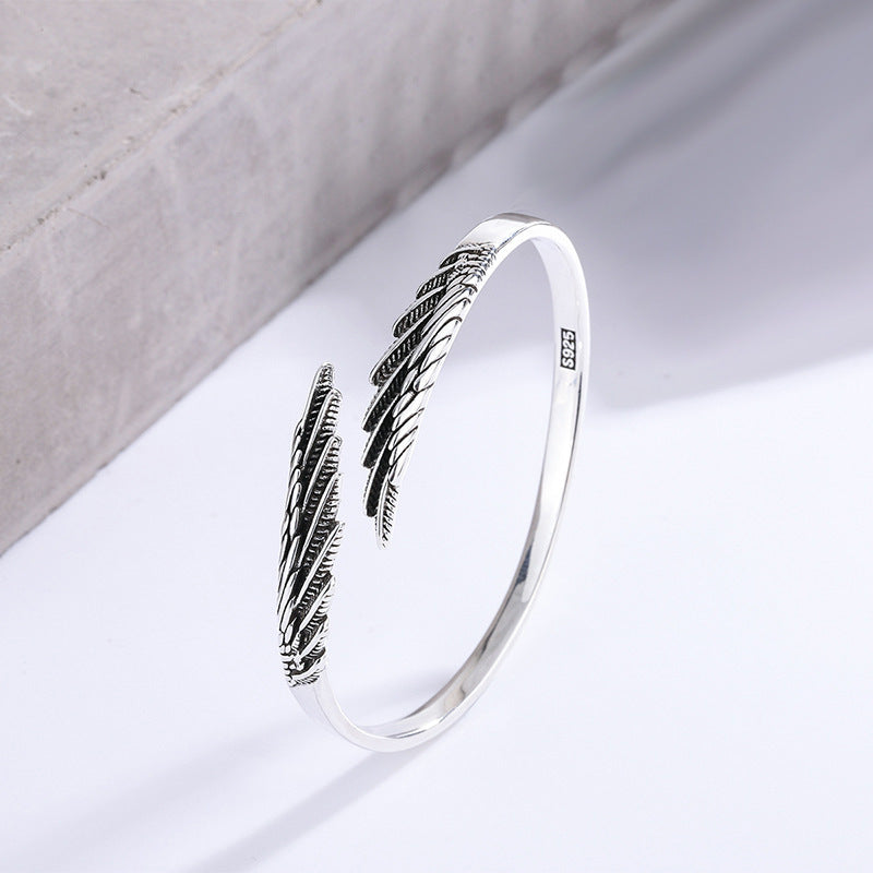 Bracelet plume plaqué argent