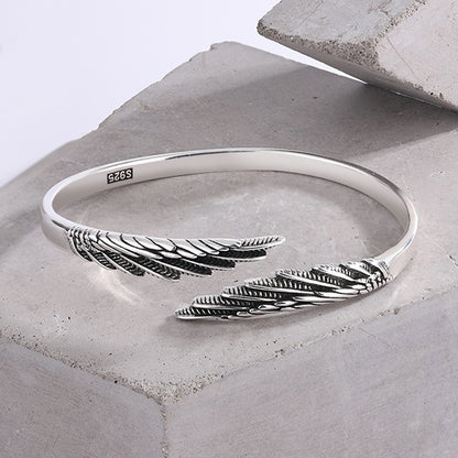 Bracelet plume plaqué argent